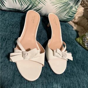 kate spade White Bow Slip-On Heeled Sandals (10) NEW